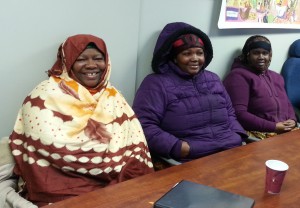 Somali-Bantu women with the Organization for Refugee and Immigrant Success in NH at a CDI workshop on cooperation and partnering, February 2014, part of the Small and Socially Disadvantaged Grant (SSDPG) project